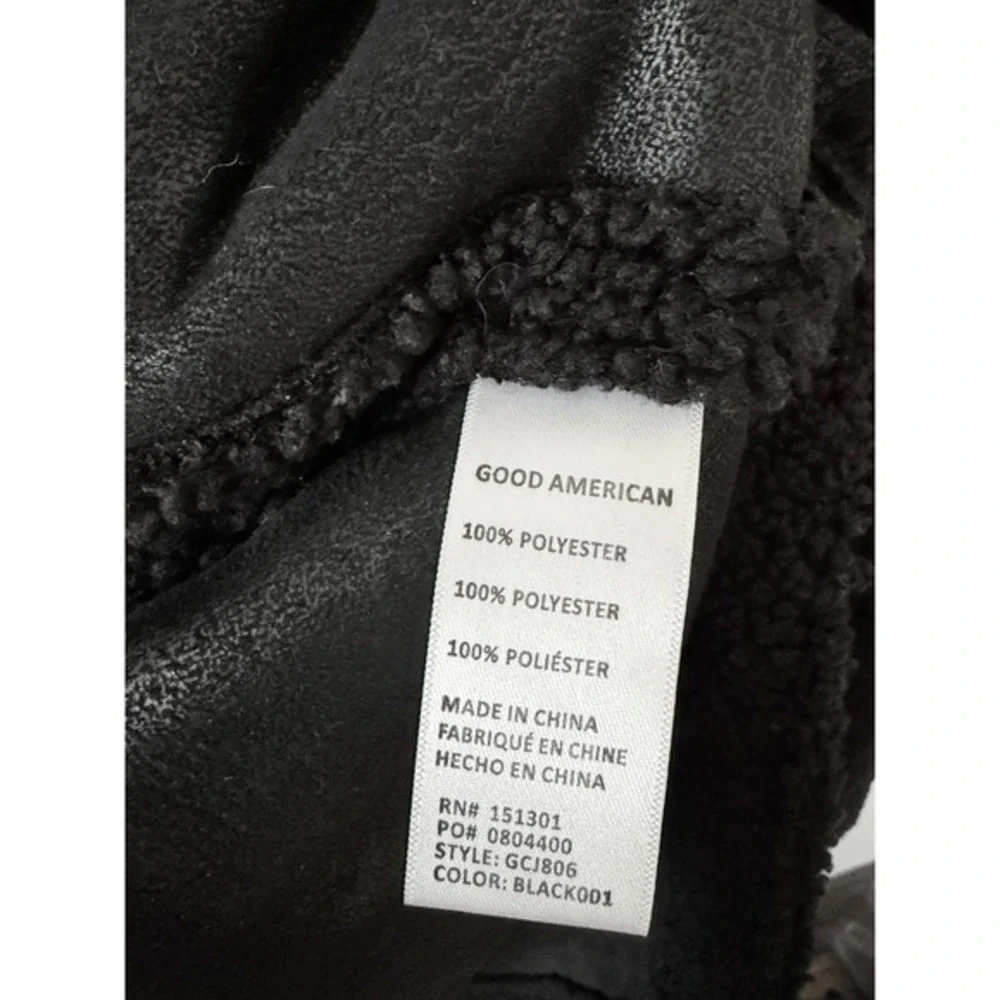 Good‎ American Black Sherpa Teddy Fleece Shacket Oversized Jacket Coat - Picture 3 of 6